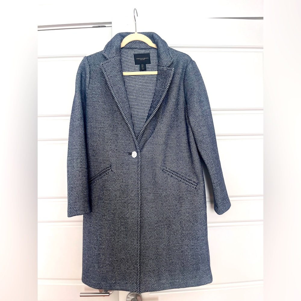Christian Siriano Elegant Herringbone Coat